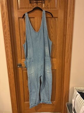 Free People Light Blue Denim Jumpsuit